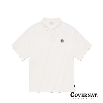 [COVERNAT]  C LOGO刺繡 翻領POLO 短袖T恤（淡米色） [G8]