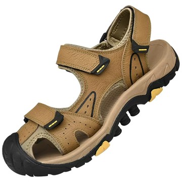 大友SAZ063口三色涼鞋男年新款潮流真皮戶外運動防滑包頭沙灘鞋男杰恆