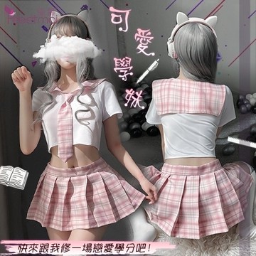 角色扮演 Cosplay【PerfectLover】學生服！經典格紋水手方領百褶裙四件式套裝