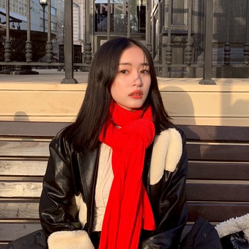 蝸牛爬爬家/新年紅圍巾韓版簡約純色百搭針織圍巾女秋冬保暖圍脖1入