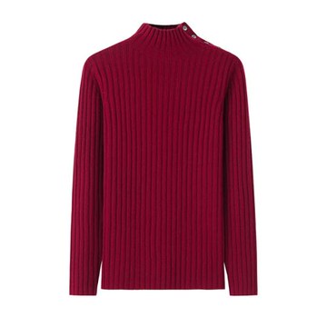 萬般喜歡它~鄂爾多斯市羊絨衫女半高領抽條加厚保暖打底毛衣K432