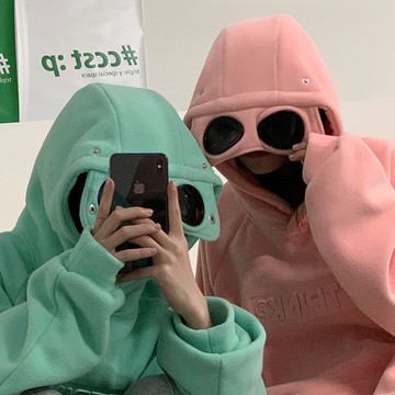 搖粒絨可愛搞怪衛衣女秋冬加絨加厚外套韓版ins潮學生寬松上衣服