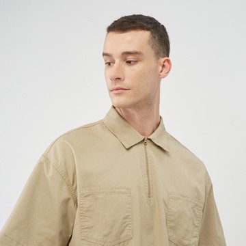GIORDANO 男裝半開襟工裝上衣 - 18 黃銅