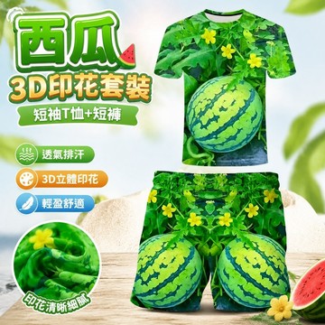 新品熱銷🔥🔥西瓜圖案短袖 水果3D印花T恤 抽象圓領上衣 男女同款 透氣排汗 搞怪扮演  日韓風休閒寬鬆搞怪圓領短袖