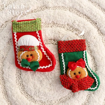 圣誕羊毛氈創意網紅小掛件diy配件圣誕花環雪花襪子裝飾掛件裝飾