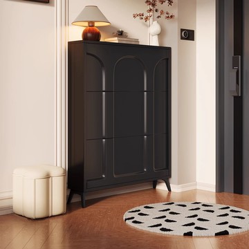 超薄鞋柜落地擺件家用門口奶油風薄柜翻斗柜戶外墻邊柜靠墻收納柜 免運 可開票 快速出貨PYY6007