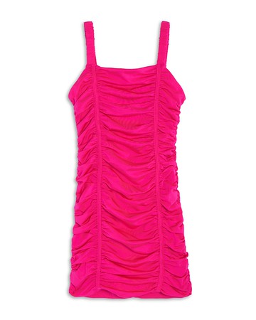 KatieJnyc Girls' Scarlett Nylon Stretch Ruched Party Dress - Big Kid