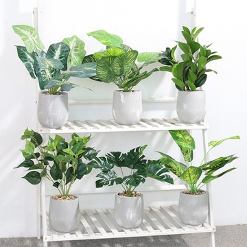 ⁺₊⋆生活大獅⋆₊⁺🌙 仿真花盆栽 水泥盆栽 龜背葉 人造花 仿真植物 人造綠植 假樹 辦公室盆栽 綠色植物 裝潢擺設