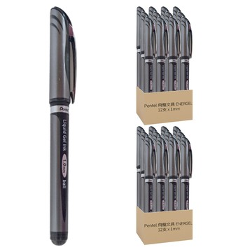 Pentel 飛龍文具 ENERGEL 極速鋼珠筆 BL60-AO 1mm 12支  黑色  2盒