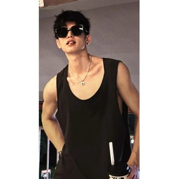 無袖背心男夏寬鬆做破百搭汗衫男網紅原宿無袖t恤精梳棉背心帥氣