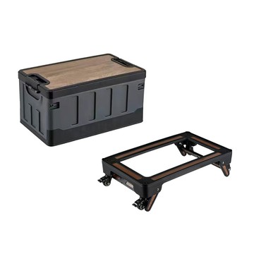 【dayneeds】平蓋-可摺疊收納箱搭移動萬象輪 兩色可選黑色