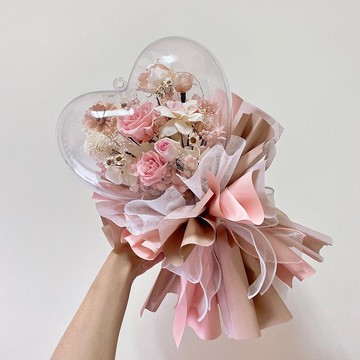 韓系愛心波波球花束 浪漫乾燥花造型設計