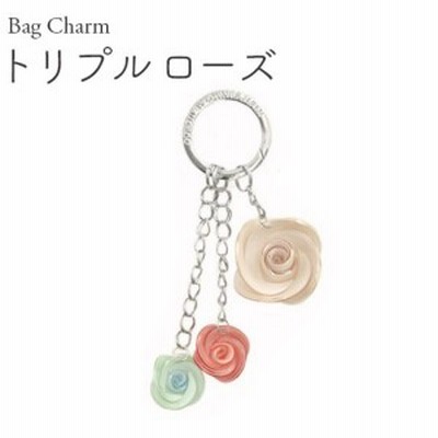 送料無料 〔2個セット〕バッグチャーム トリプルローズ（ホワイト×ピンク×ブルー） |b04