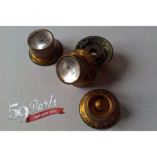 59PARTS SET OF HAND AGED MISMATCHED GOLD KNOBS, GARY MOORE ビンテージパーツ 全国一律送料無料