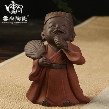 諸手工Q版葛亮紫砂茶寵 配精品彩砂陶瓷茶寵茶道件 茶玩擺件