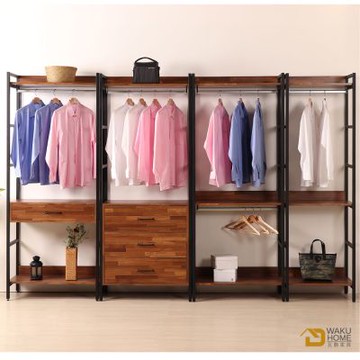 WAKUHOME 瓦酷家具格萊斯積層木工業風9.8尺多功能衣櫃-寬300*深44*高196