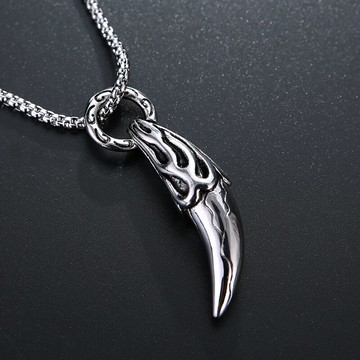 霸氣狼牙項鏈男士韓版鈦鋼吊墜個性嘻哈潮男掛件網紅學生飾品禮物