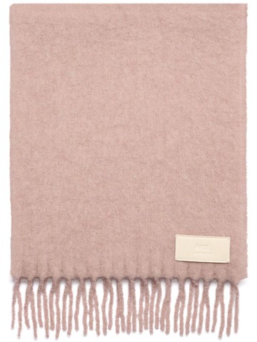 AMI Paris - fringed wool-blend scarf - unisex - Polyamide/Wool - OS - Pink