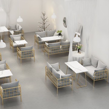 優樂悅~網紅奶茶店桌椅組合簡約咖啡廳甜品休息區西餐廳休閑清新沙發卡座