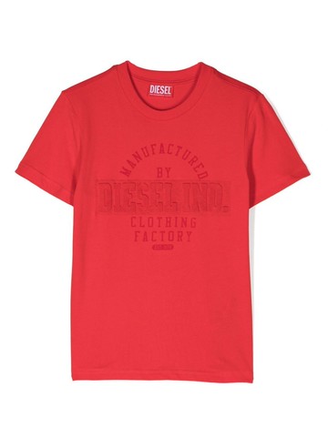 Diesel Kids - logo-print detail T-shirt - kids - Cotton - 4 yrs - Red