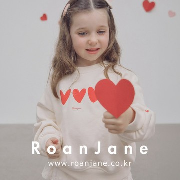韓國專櫃 RoanJane 奶油紅心印花落肩大學T
