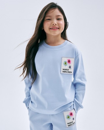 MARDI MERCREDI 童裝 印花長袖 藍色 KIDS TSHIRT LONG SLEEVE FLOWER PATCH