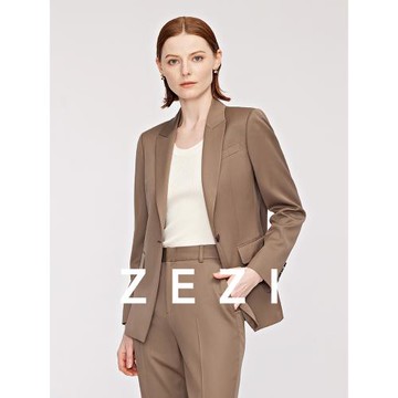 zezi100%美利奴羊毛商務西裝套裝女士外套春秋季修身職業西服正裝