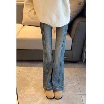 (免運)大碼高腰直筒微喇牛仔褲女2026年新款胖mm彈力顯瘦喇叭褲梨形身材