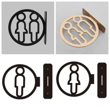 設計師款個性創意雙面洗手間廁所 側裝 立體鏤空標誌牌 標示牌 指示牌 3D 歡迎牌 商業空間 開店必備 辦公室 辦公大樓