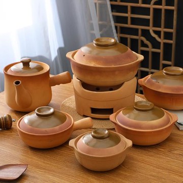 無釉土砂鍋老式陶土煲湯燉鍋家用燃氣煤氣灶專用煲仔飯小號土沙鍋