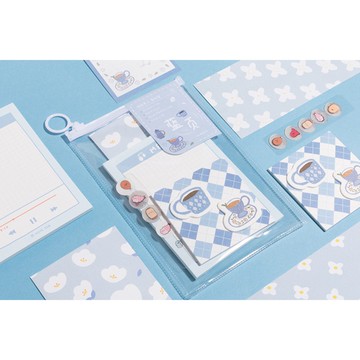 🍋檸檬青🍋現貨卡通套裝素材包特價此間花開系列信封+信紙+便簽本+便利貼+貼紙套裝4款手賬裝飾素材