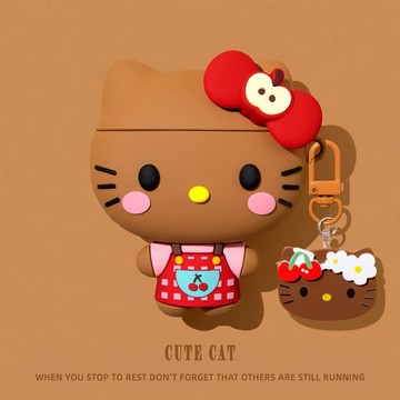 卡通 日系 黑皮kitty 防摔 質感 耳機套 airpods pro 2代 4代 耳機殼 Pro3 殼 蘋果 耳機殼
