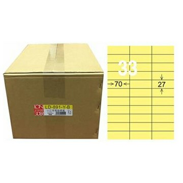 【龍德】A4三用電腦標籤 27x70mm 淺黃色 1000入 / 箱 LD-891-Y-B【APP滿額下單4%點數(單一帳號最高1000點)】7/31止