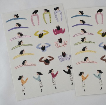 小人趴 雙材質 復古貼紙 塩系タッチ 手帳デコ