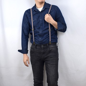 吊帶 藍白綠紅條紋後雙銅扣【NKD60】