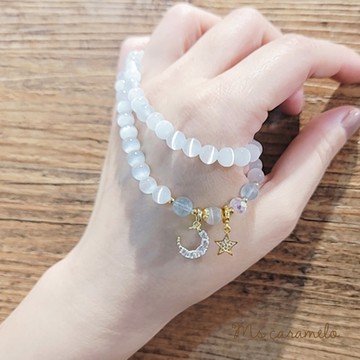 【焦糖小姐 Ms caramelo】白貓眼石 月光石手鍊