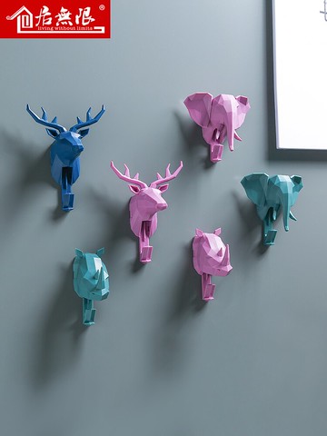 掛鉤免打孔墻上強力粘貼免釘門口可愛卡通臥室毛巾墻壁裝飾創意