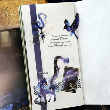 🌙【YXJ】星辰魔法貼紙 海王星｜🇯🇵日本空運｜BGM｜貼紙 插畫 手帳 裝飾  夜影小居