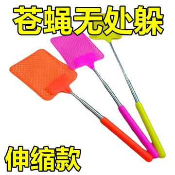 🔥臺灣出貨🔥【多把優惠】不銹鋼可伸縮蒼蠅拍加長塑料蒼蠅拍手動家用打子拍子捕蒼蠅神器