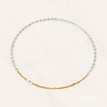 【柔美之環】18K黃金淡水珍珠手鐲 | 3mm & 4.5mm 圓珠設計