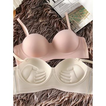 外擴型胸內衣女小胸聚攏顯大加厚無鋼圈防下垂無痕半杯性感文胸罩