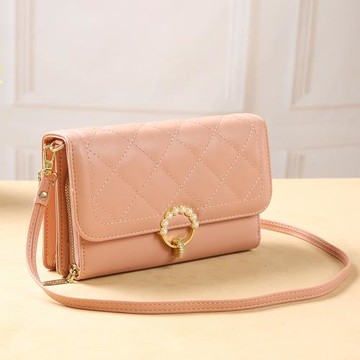 寶思妮新款手機包多功能手拿包簡約時尚單肩手機包雙層拉鏈斜挎包