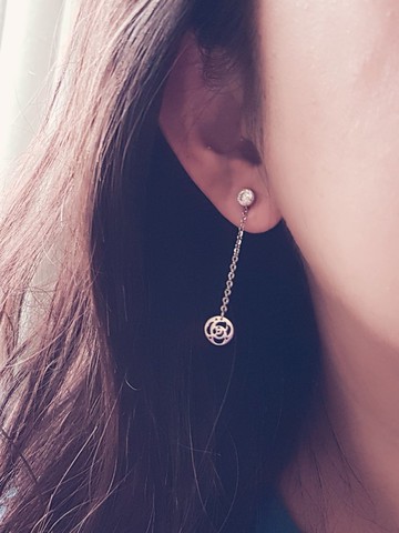 薔薇幻想。三戴式白鋼耳針  不怕水不變色防過敏