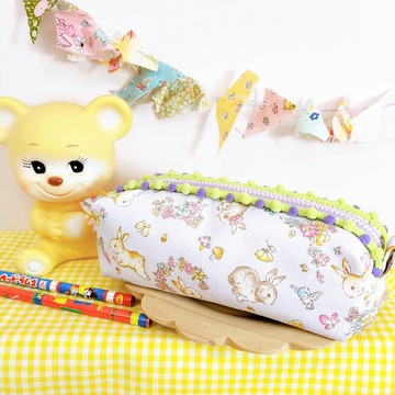 薰衣草兔兔花園胖胖包 化妝包 收納包 筆袋