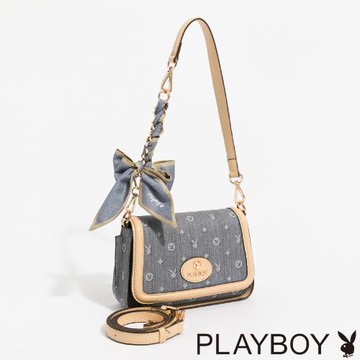 PLAYBOY - 水桶包附短背帶  Misty Blue Whisper系列 - 藍色