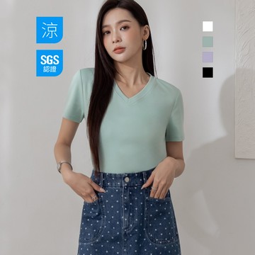 【追加到貨】【必敗選品】niceioi 韓系小清新V領涼感親膚棉質上衣S-XXL(SGS認證)