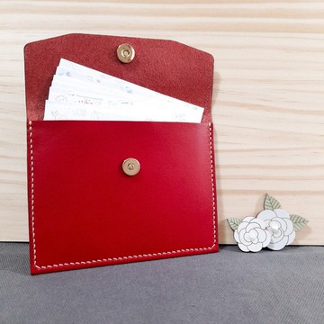 名片夾 / 紅色 / 真皮 / 手工製作