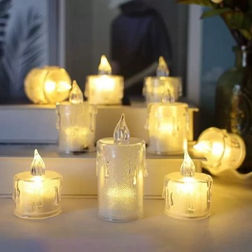 台灣現貨🌟 仿真蠟燭燈 LED水晶電子燈 蠟燭燈 小夜燈 電子蠟燭 求婚佈置 氣氛燈 LED淚滴蠟燭燈 蠟燭小夜燈
