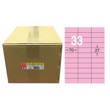 【龍德】A4三用電腦標籤 27x70mm 粉紅色 1000入 / 箱 LD-891-R-B【APP滿額下單10%點數(單一帳號最高5000點)】1/31止