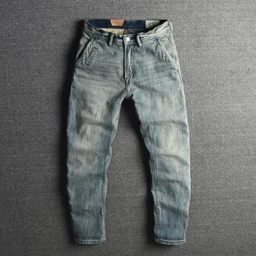 2022春季新款復古牛仔褲男直筒水洗潮牌純色百搭大碼青年百搭長褲